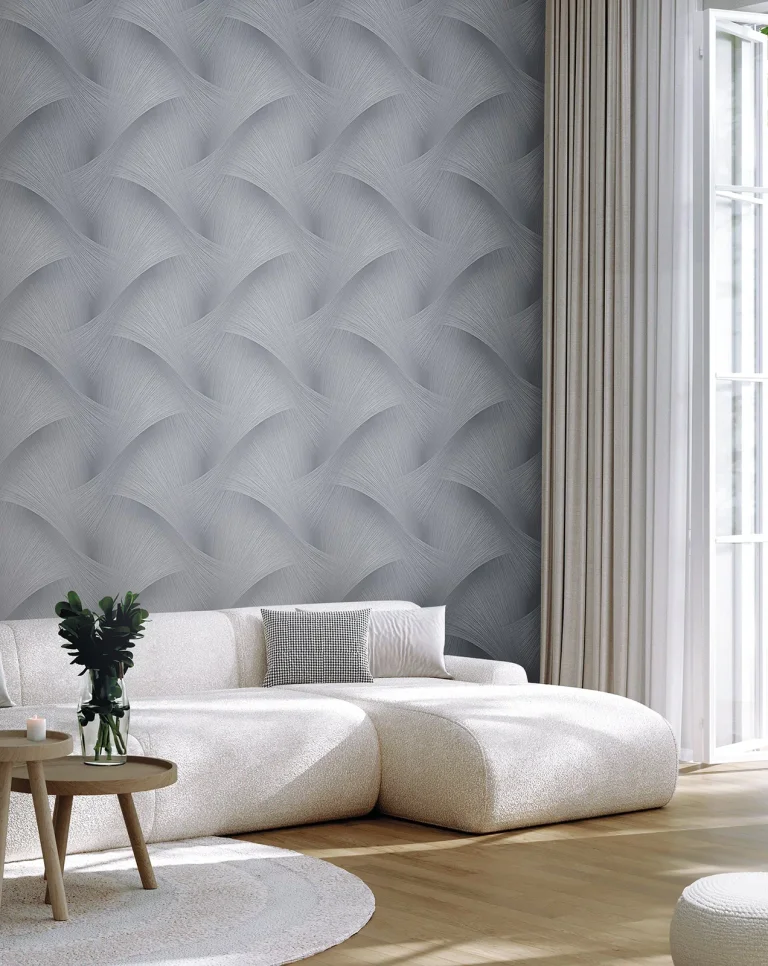 Etched Reeds Abstract Wallpaper - Slate — Image 2