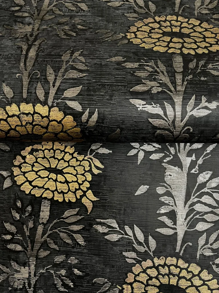 Ronald Redding French Marigold Wallpaper - Black & Gold — Ảnh 6