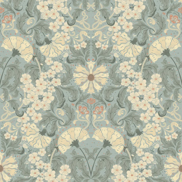 Ojvind Floral Ogee Wallpaper - Light Blue — Ảnh 3