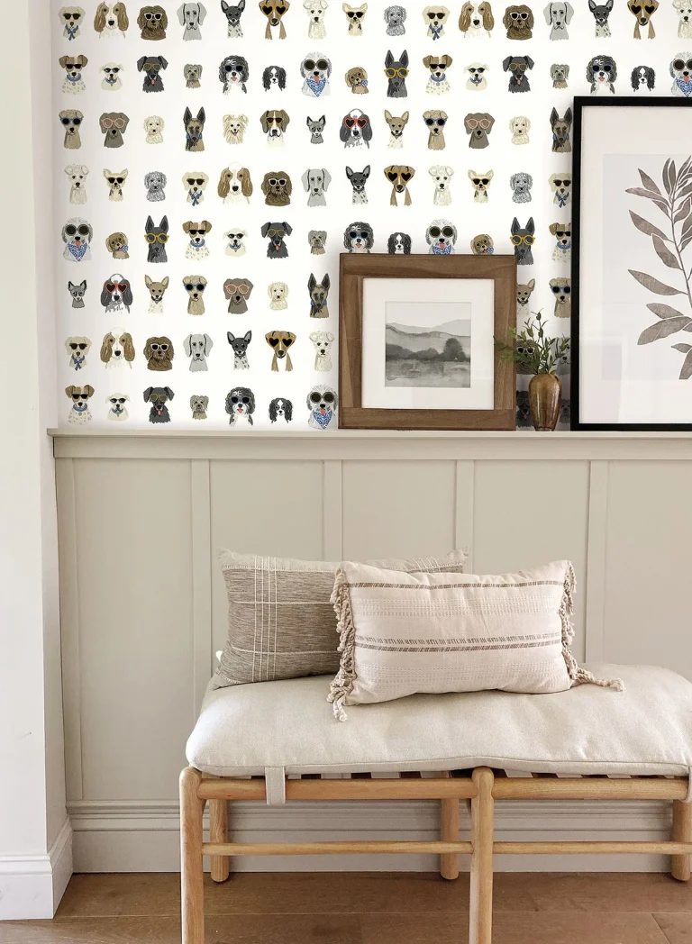 Rifle Paper Co. Dog Days Peel and Stick Wallpaper - Multi White — Ảnh 3