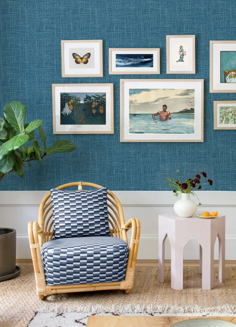 Emerson Faux Linen Wallpaper - Teal — Ảnh 4