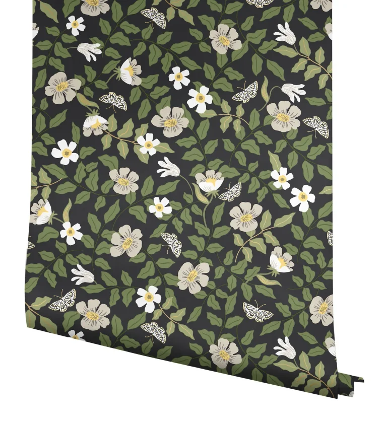 Rifle Paper Co. Primrose Peel and Stick Wallpaper - Linen and Black — Ảnh 6
