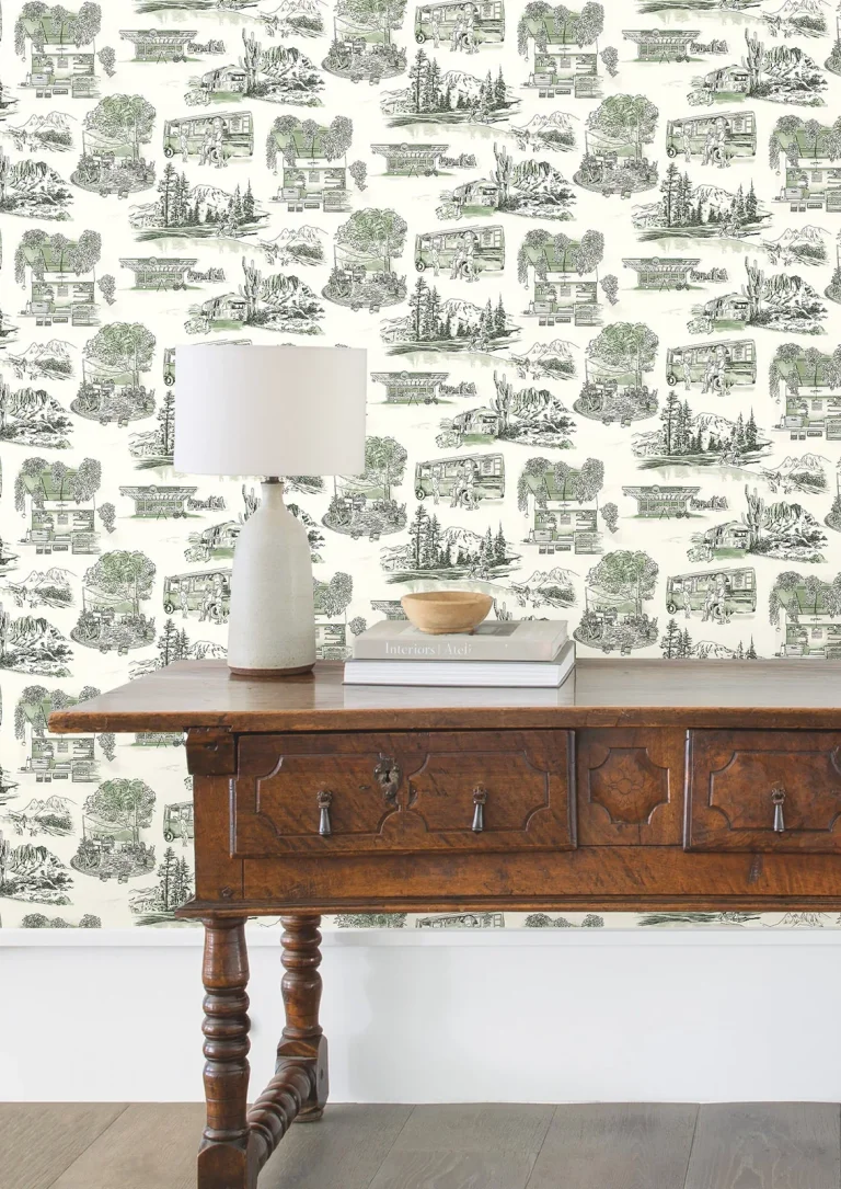 Modern Vista Toile Wallpaper - Evergreen — Ảnh 3