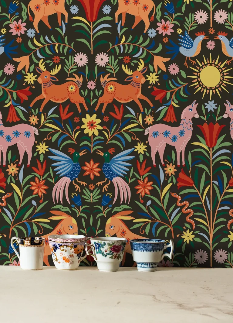 Whimsical Creatures Peel and Stick Wallpaper - Black — Ảnh 5