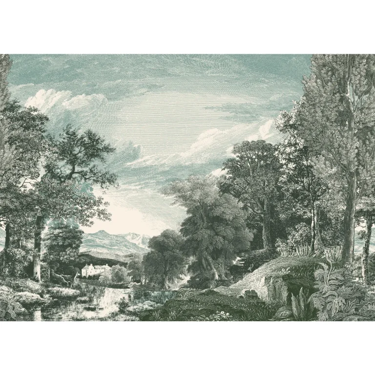 Provincial Scenic Wall Mural - Teal — Image 3