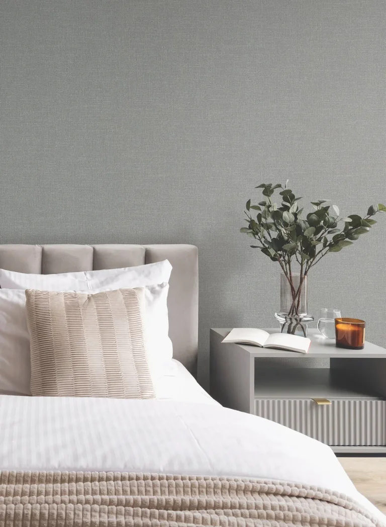 Highland Tweed Faux Fabric Wallpaper - Dark Grey — Ảnh 3