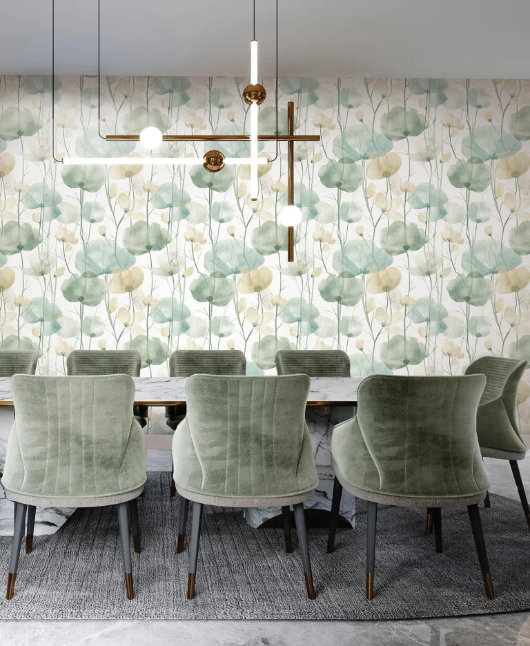 Ronald Redding Cotswolds Poppies Floral Wallpaper - Turquoise — Ảnh 5
