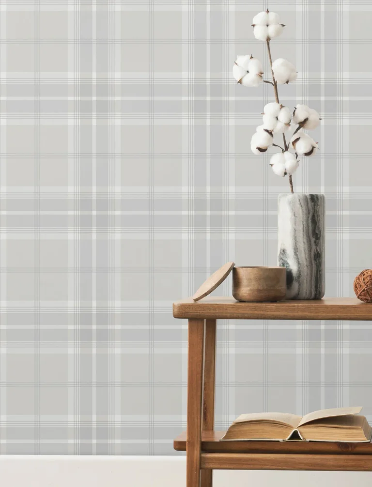 Emma Plaid Wallpaper - Dove — Ảnh 4