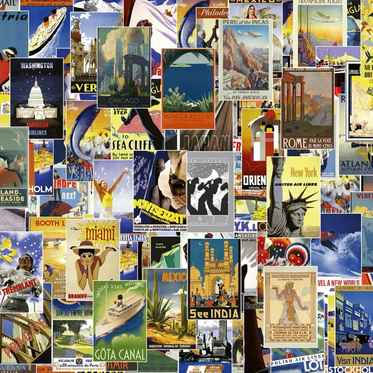 Vintage Travel Poster - Wall Mural 5003 - 8 Panel - 384cm x 260cm — Ảnh 2