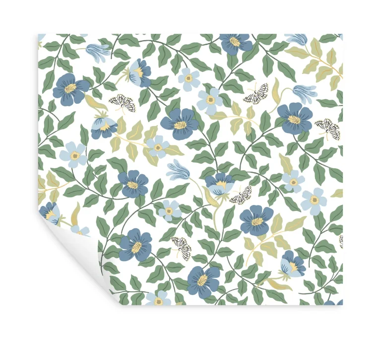 Rifle Paper Co. Primrose Peel and Stick Wallpaper - Blue and Cream — Ảnh 6
