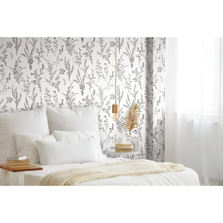 Wildflower Sprigs Wallpaper - Black/White — Ảnh 3