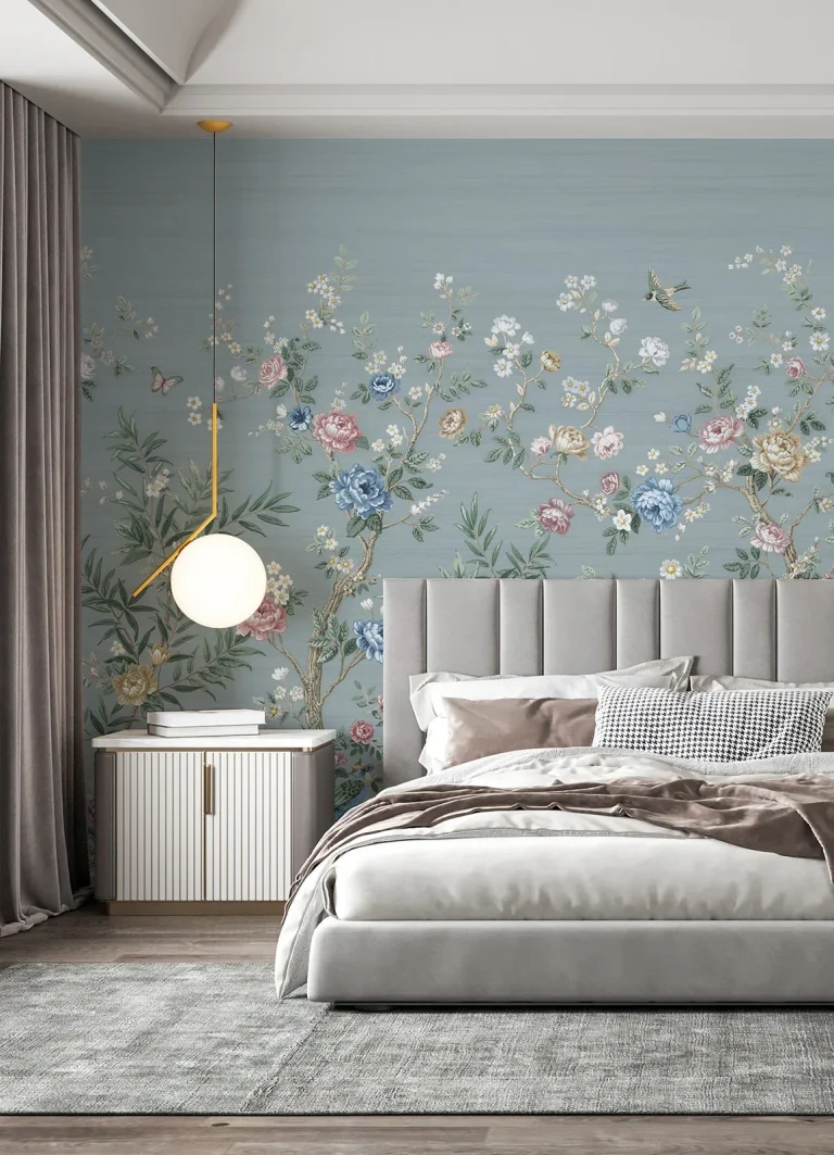 Winter Chinoiserie Wall Mural - Blue — Ảnh 6