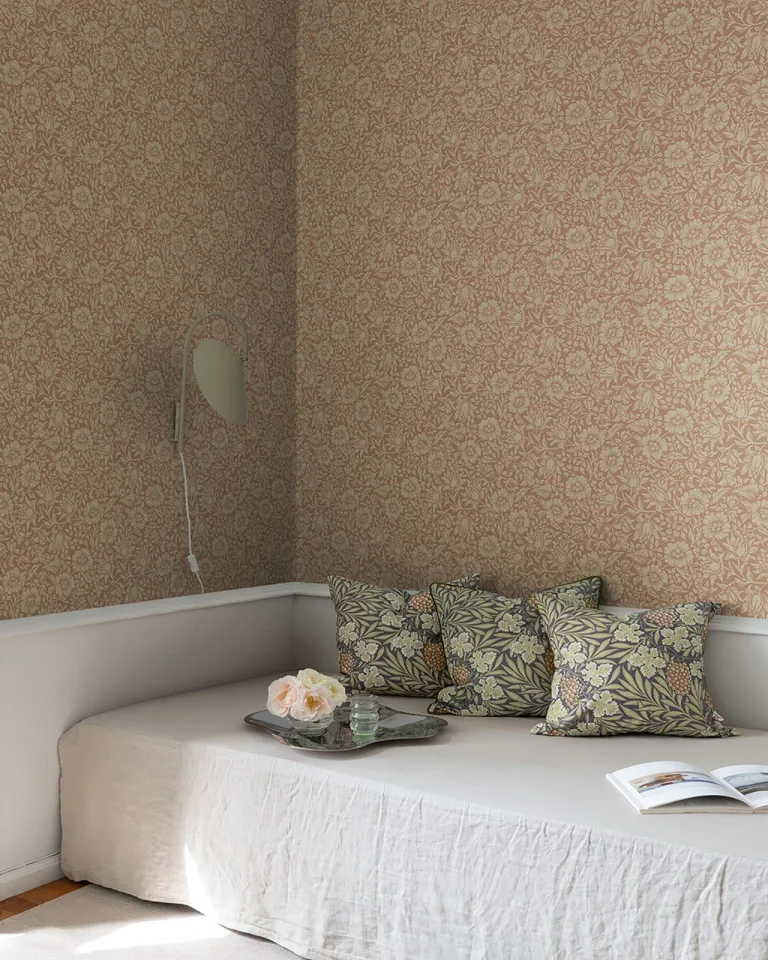 Mallow Floral Vine Wallpaper - Rose