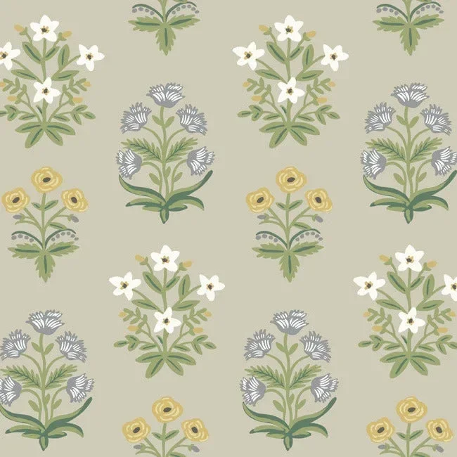 Rifle Paper Co. Mughal Rose Wallpaper - Linen — Ảnh 4