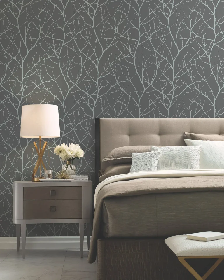 Trees Silhouette Wallpaper - Charcoal/Silver — Image 4
