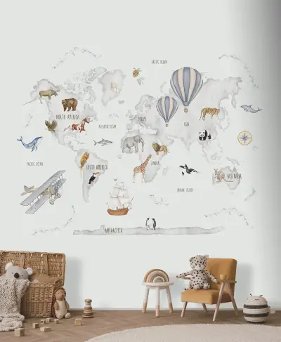 Cute Walls - Adventure Atlas Art Mural - 6118-1