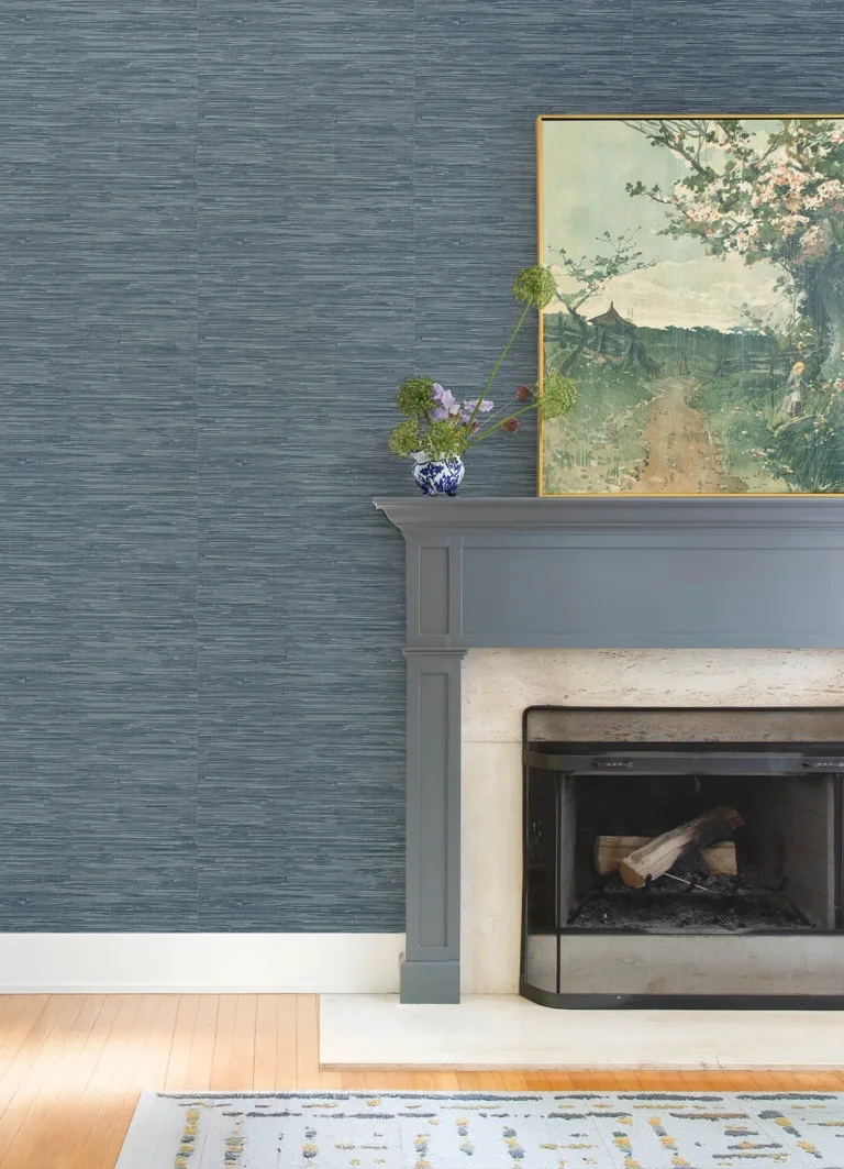 Exhale Woven Faux Grasscloth Wallpaper - Indigo — Ảnh 4