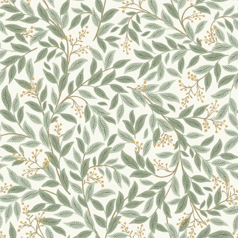 Rifle Paper Co. Willowberry Wallpaper - Sage & White — Ảnh 2