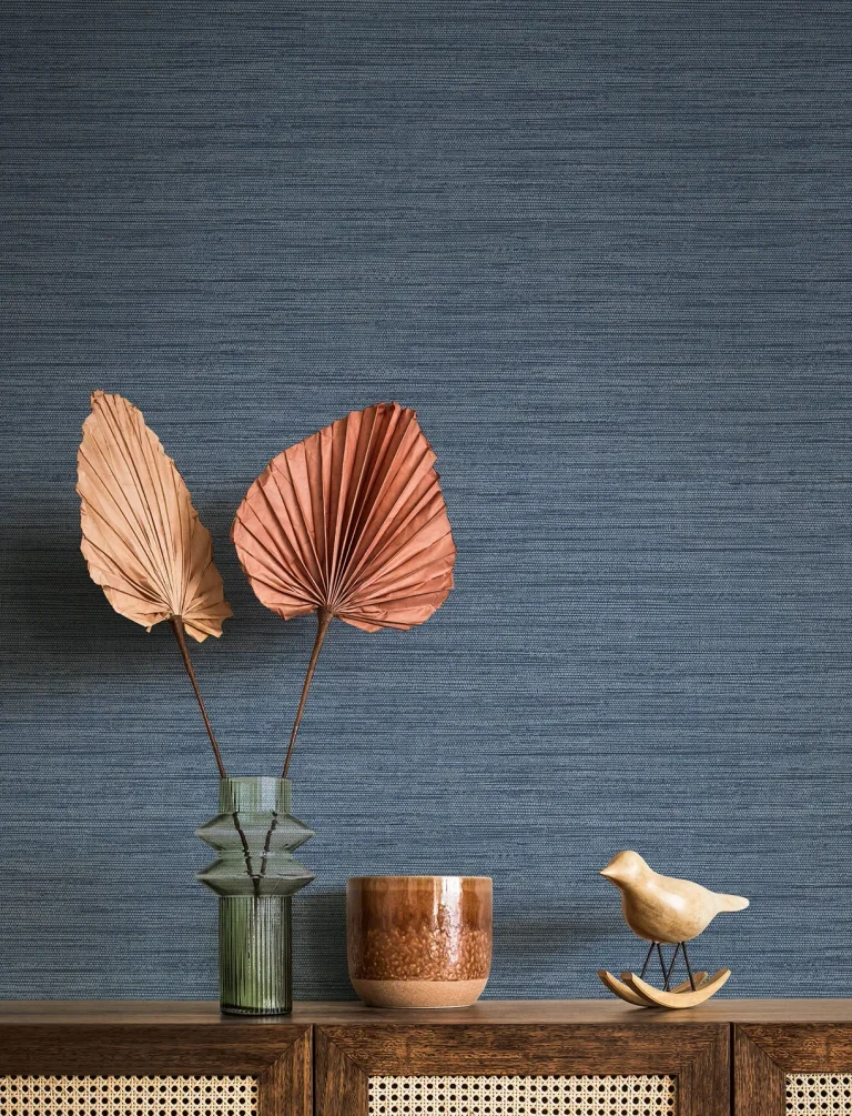 Sheehan Faux Grasscloth Wallpaper - Denim — Ảnh 3