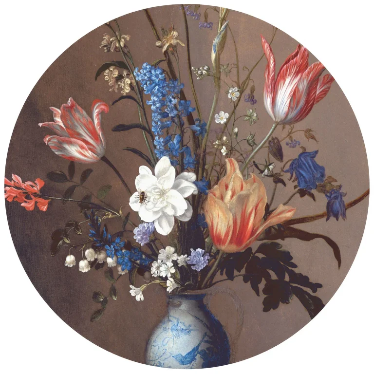 Flowers in Wan-Li Vase - Wall Mural 5560 - Round - 144cm diameter — Ảnh 2