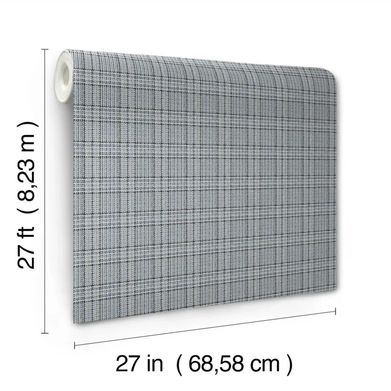 Ronald Redding Harrington Plaid Glen Check Wallpaper - Blue — Ảnh 4