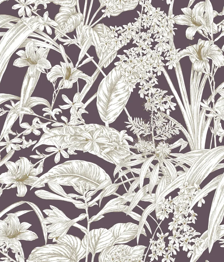Orchid Conservatory Toile Wallpaper - Mulberry — Ảnh 5