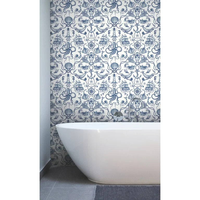 Deep Sea Toile Wallpaper - Blue — Image 2