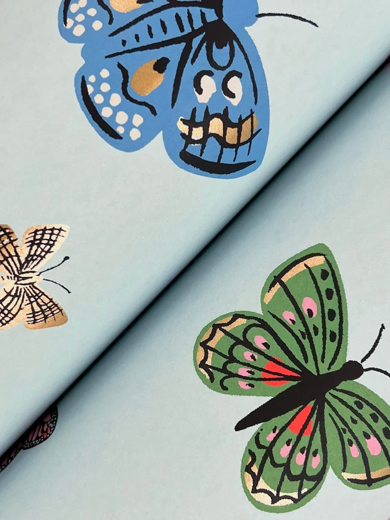 Rifle Paper Co. Butterfly House Wallpaper - Light Blue — Ảnh 6