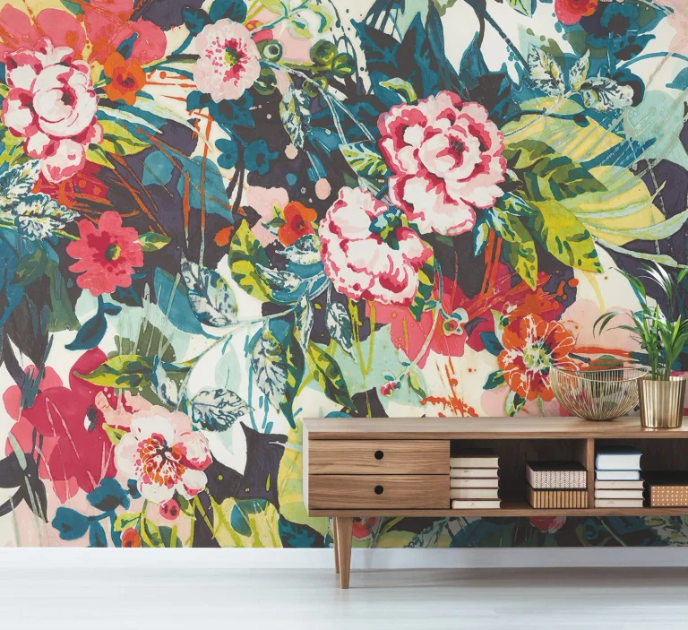 Pop Floral Wall Mural - Bright — Image 2