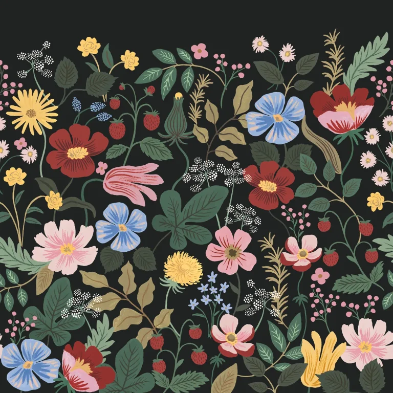 Rifle Paper Co. Strawberry Fields Peel and Stick Wall Mural - Black — Ảnh 2