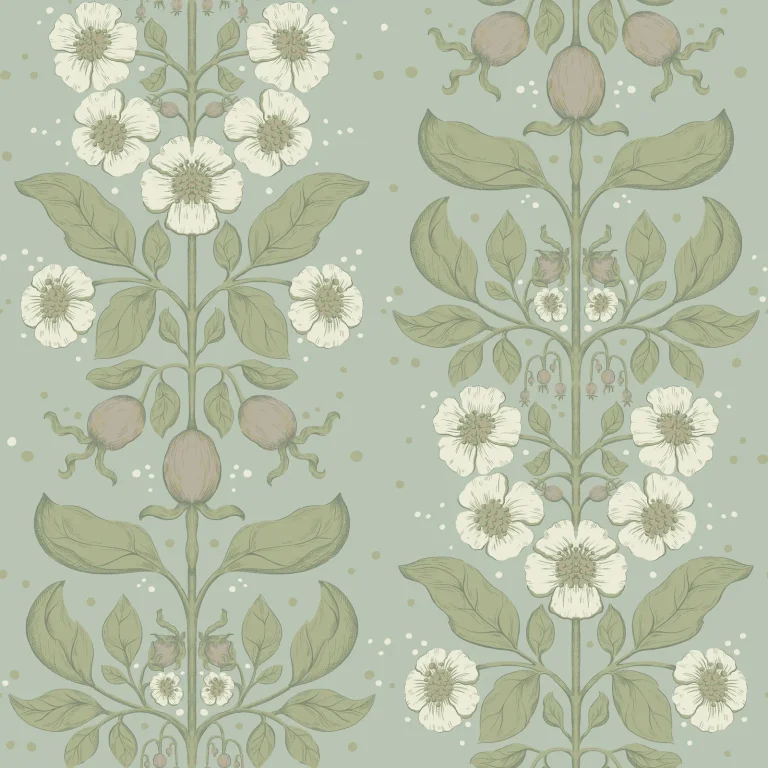Rosa Floral Columns Wallpaper - Sky Blue — Ảnh 2