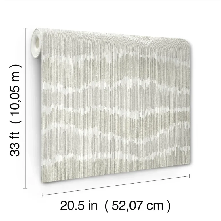 Wiggle Ikat Stripe Wallpaper - Natural/Grey — Ảnh 7