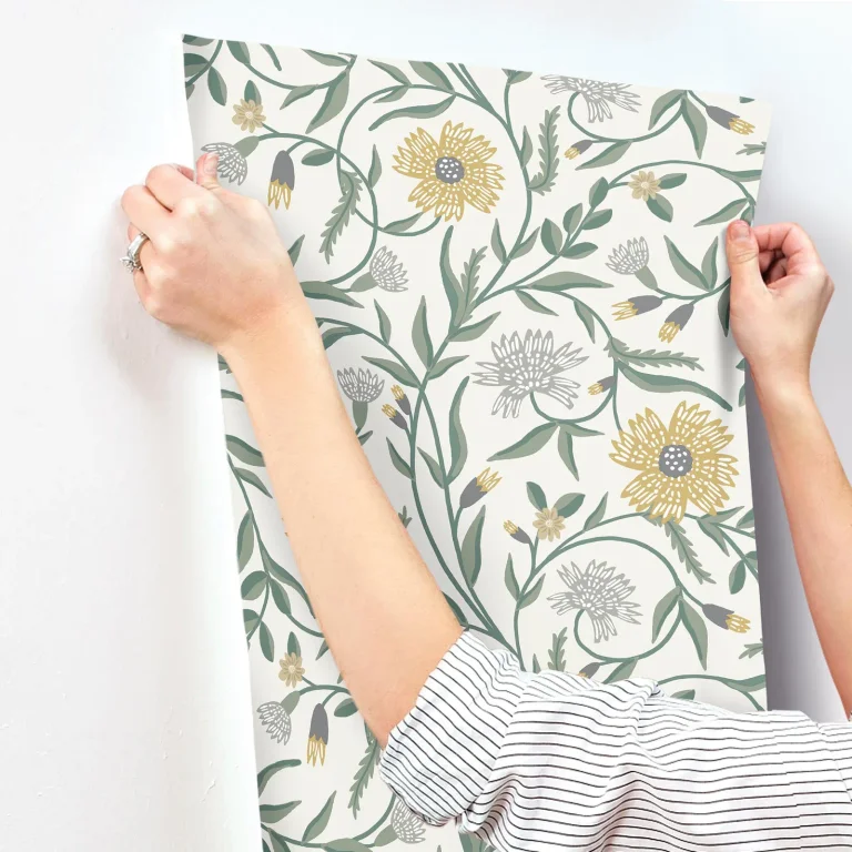 Rifle Paper Co. Aster Wallpaper - Linen & Gold — Ảnh 2