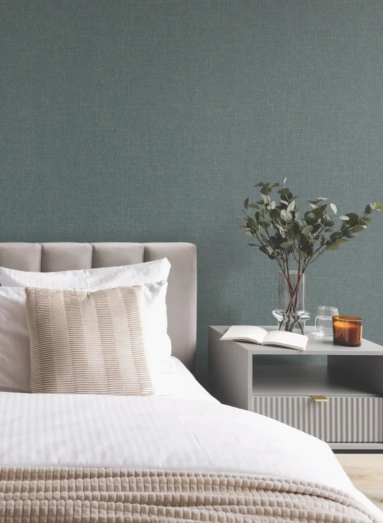 Highland Tweed Faux Fabric Wallpaper - Dark Blue — Ảnh 4