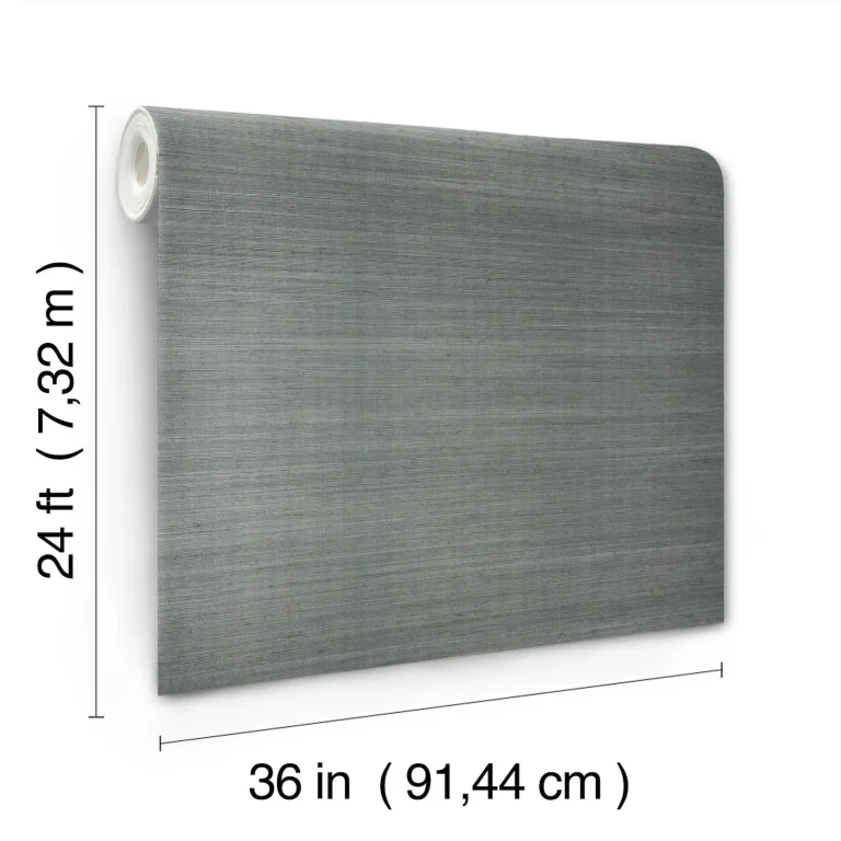 Ronald Redding Glistening Sisal Grasscloth Wallpaper - Slate — Ảnh 5