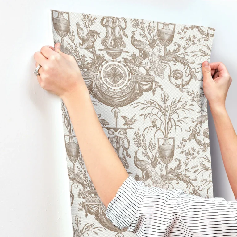 Avian Fountain Toile Wallpaper - Mink — Ảnh 4