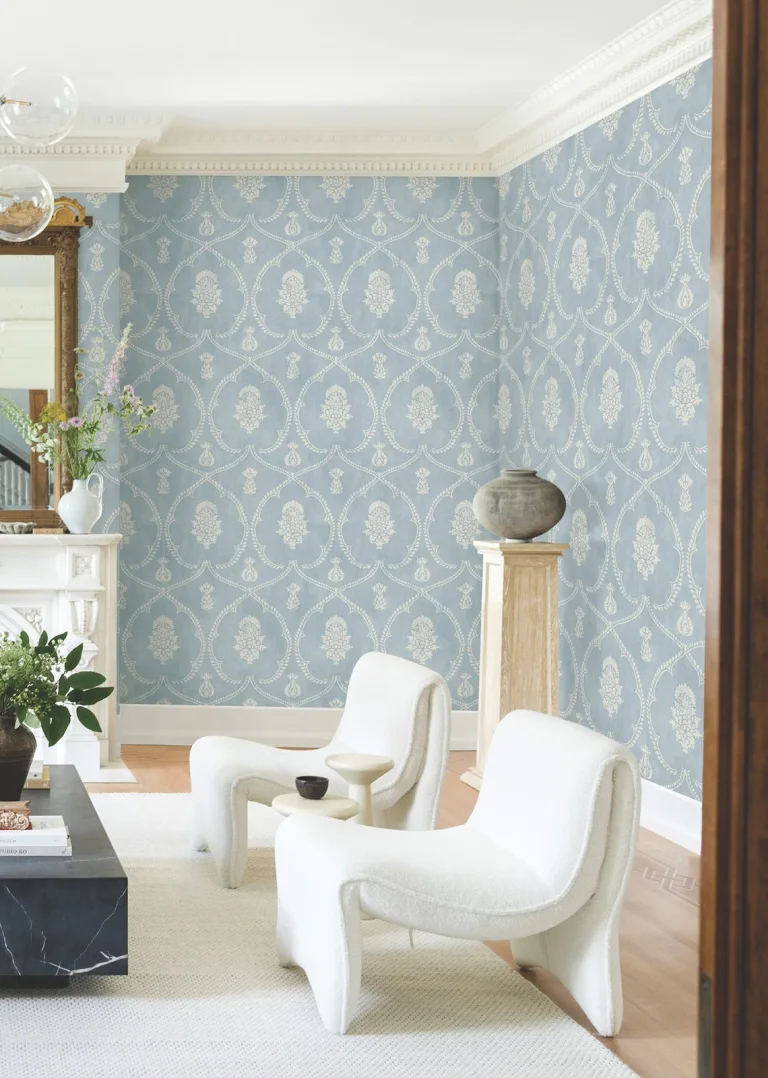 Ronald Redding Royal Damask Wallpaper - Blue — Ảnh 5
