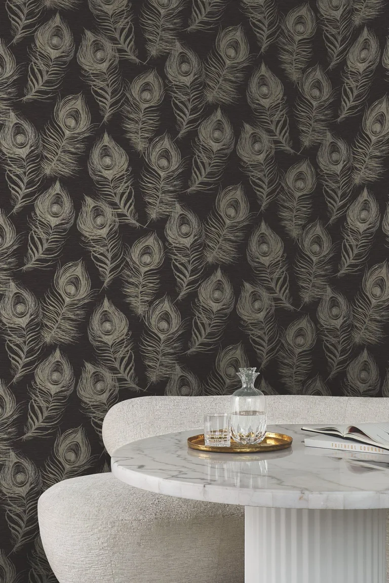 Candice Olson Regal Peacock Wallpaper - Black — Ảnh 7