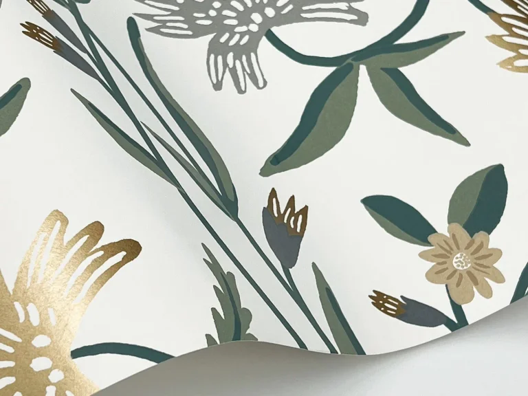 Rifle Paper Co. Aster Wallpaper - Linen & Gold — Ảnh 4