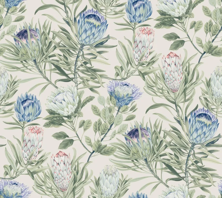Protea Wallpaper - Cream/Blue — Ảnh 6