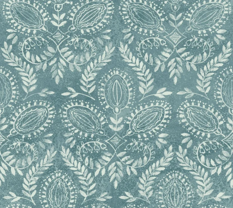 Laurel Damask Wallpaper - Teal — Ảnh 2