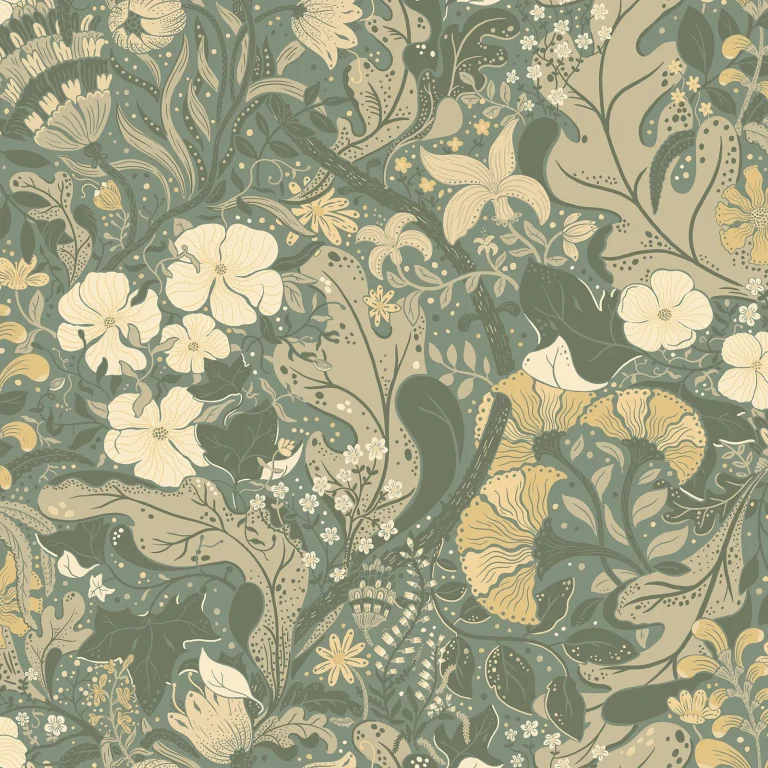 Elise Nouveau Gardens Wallpaper - Sea Green — Ảnh 3