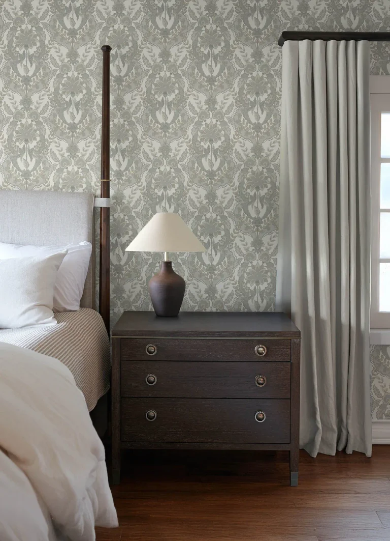 Chris Loves Julia Collins Damask Wallpaper - Light Blue — Ảnh 5