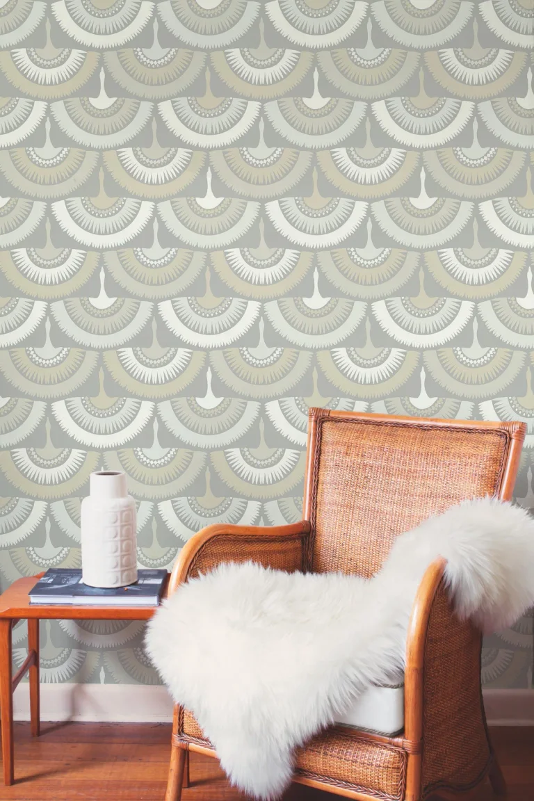 Feather & Fringe Wallpaper - Grey