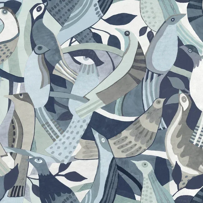 Fauvist Flock Wallpaper - Blue — Image 5