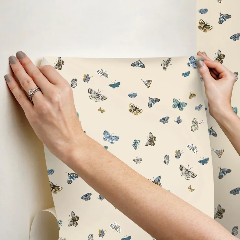 Rifle Paper Co. Butterfly House Peel and Stick Wallpaper - Linen — Ảnh 2