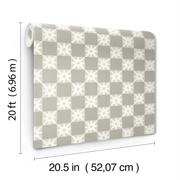 Stardust Checkerboard Peel and Stick Wallpaper - Warm Grey — Ảnh 4