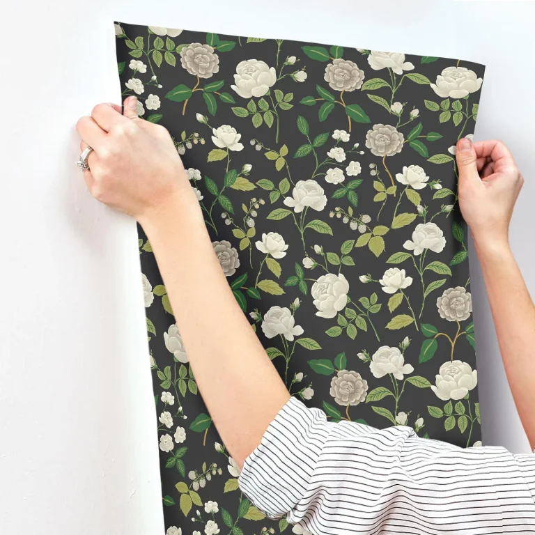 Rifle Paper Co. Roses Wallpaper - Black — Ảnh 2