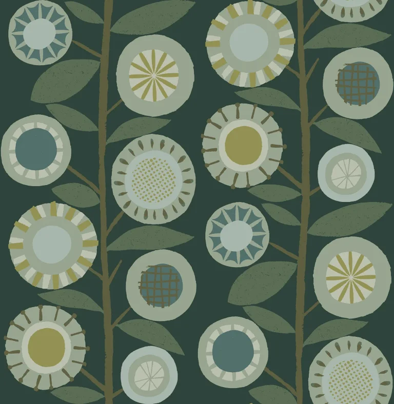 Sisu Floral Geometric Wallpaper - Evergreen — Ảnh 3