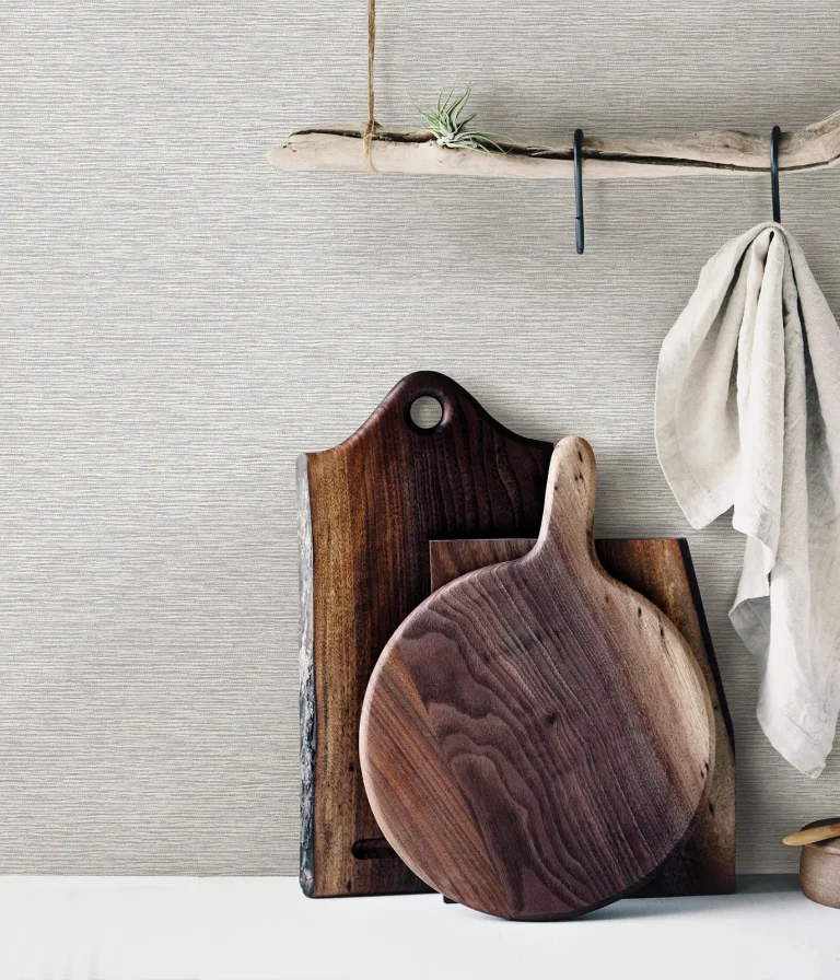 Chesapeake Gump Faux Grasscloth Wallpaper - Light Grey — Image 3